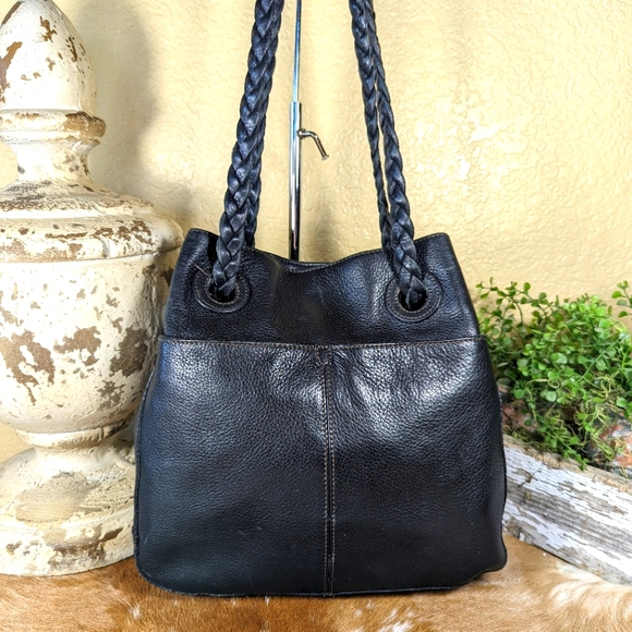 Jill Pebbled Leather Tote Crossbody Braided Leather Strap